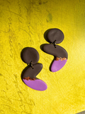 Boucles d'oreilles BOOMERANG violettes et chocolat