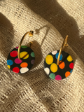 Boucles d'oreilles JOY noires et multi-couleurs en pâte polymère