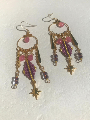 Boucles d'oreilles TOUT UN SYMBOLE DREAMS roses et violine