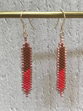 Boucles d'oreilles SIMPLE, MAIS COUTURE rouges et chocolat en perles Miyuki