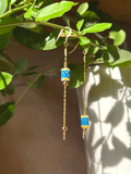 Boucles d'oreilles COLIMACON Big Bell bleues en perles Miyuki