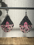 Boucles d'oreilles J’ADORE grises et roses en perles Miyuki