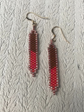 Boucles d'oreilles SIMPLE, MAIS COUTURE rouges et chocolat en perles Miyuki