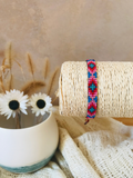 Bracelet MINI LOSANGES roses et bleus, en perles Miyuki Delicas avec fermoir coulissant