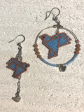 Boucles d’oreilles ASSYMETRIQUES OISEAUX bleus en perles Miyuki