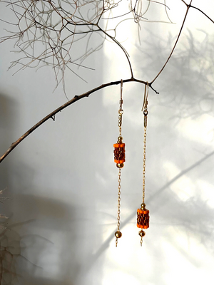Boucles d'oreilles COLIMACON Big Bell orangées en perles Miyuki