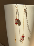 Boucles d'oreilles COLIMACON Big Bell rouges en perles Miyuki