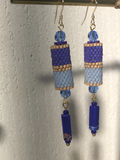 Boucles d'oreilles COLIMACON bleues en perles Miyuki