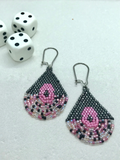 Boucles d'oreilles J’ADORE grises et roses en perles Miyuki