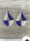 Boucles d'oreilles J’ADORE damier bleu et blanc en perles Miyuki