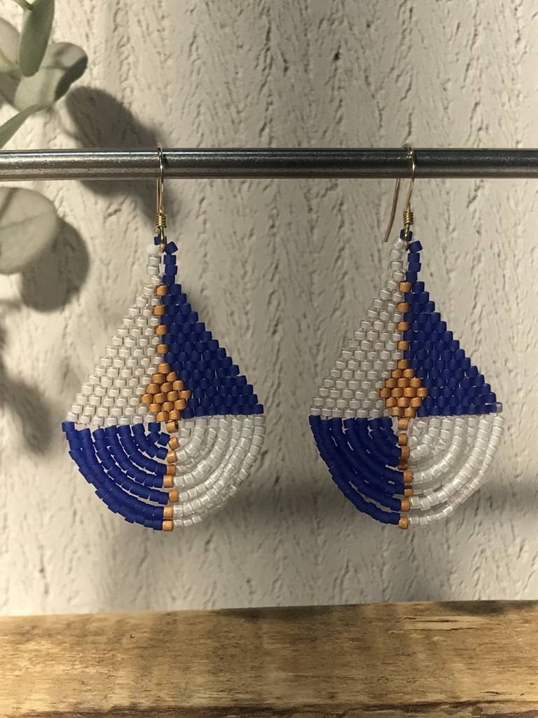 Stylo rechargeable bleu décoré en perles Miyuki - Pyreneesia
