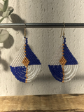 Boucles d'oreilles J’ADORE damier bleu et blanc en perles Miyuki