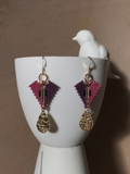 Boucles d’oreilles CHAPEAU POINTU rose et violet en perles Miyuki